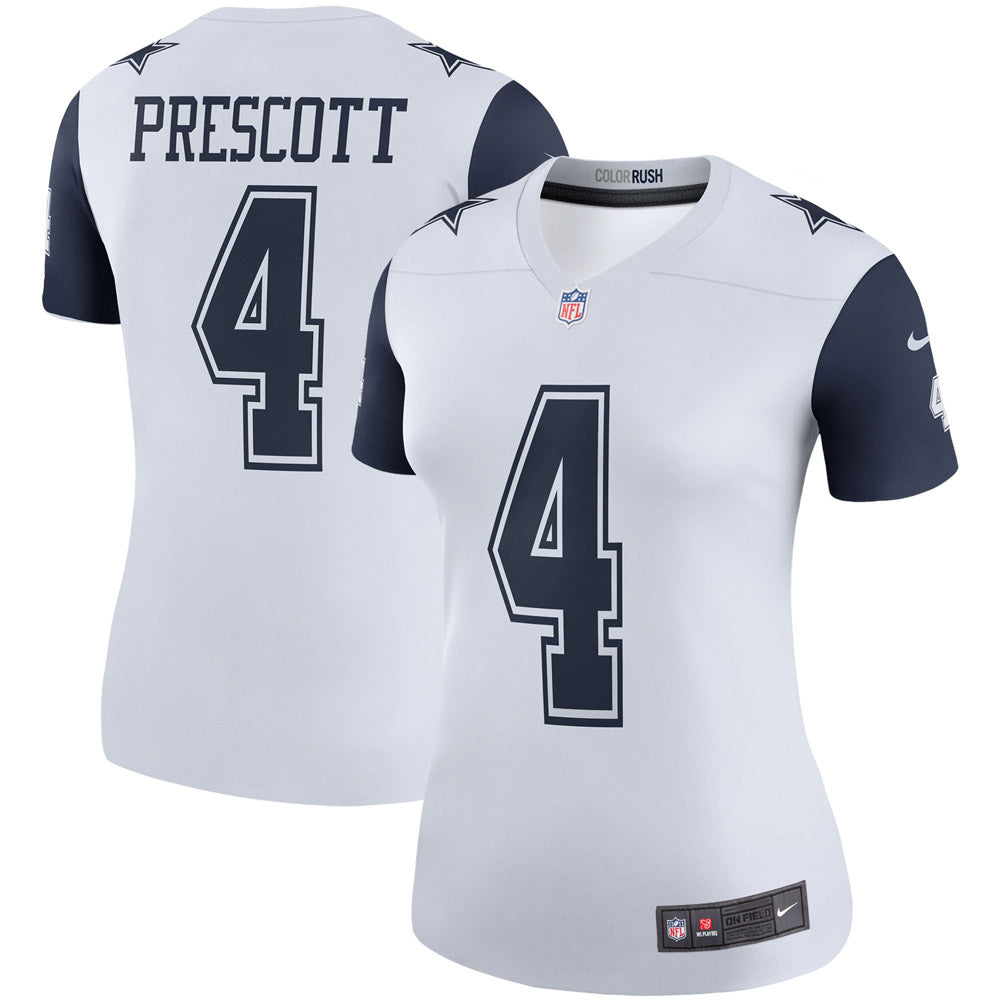 Women's Dallas Cowboys Dak Prescott Color Rush Legend Player Jersey White