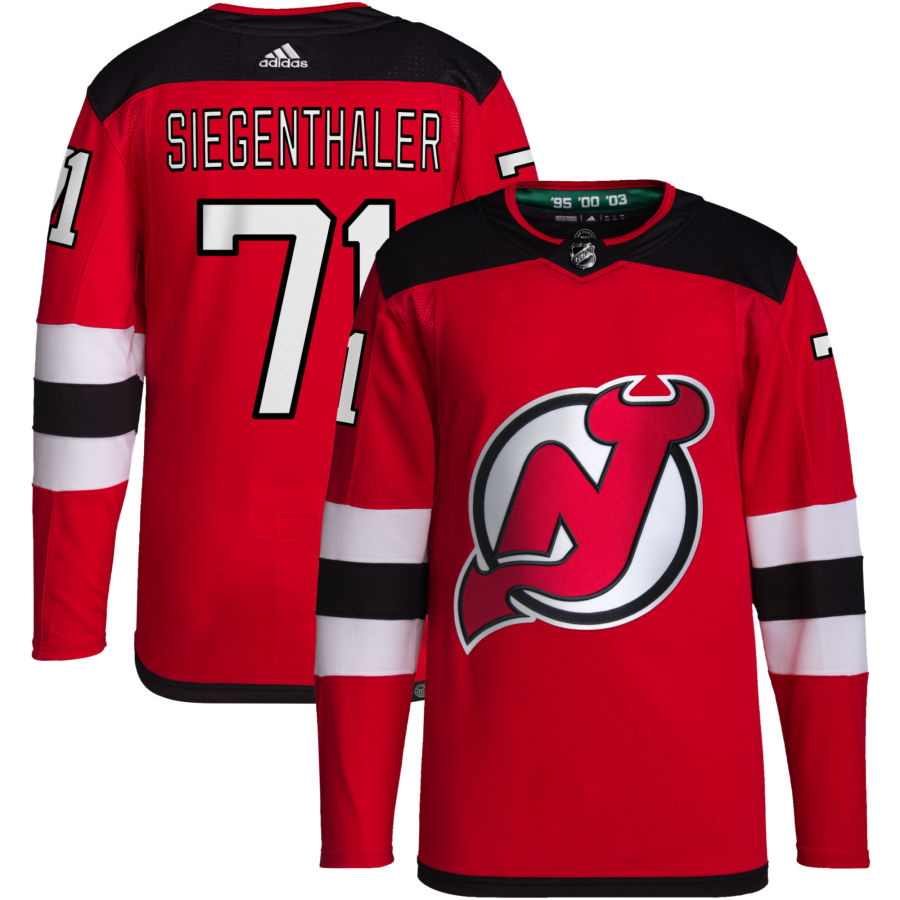 Jonas Siegenthaler New Jersey Devils adidas Home Primegreen Authentic Pro Jersey - Red