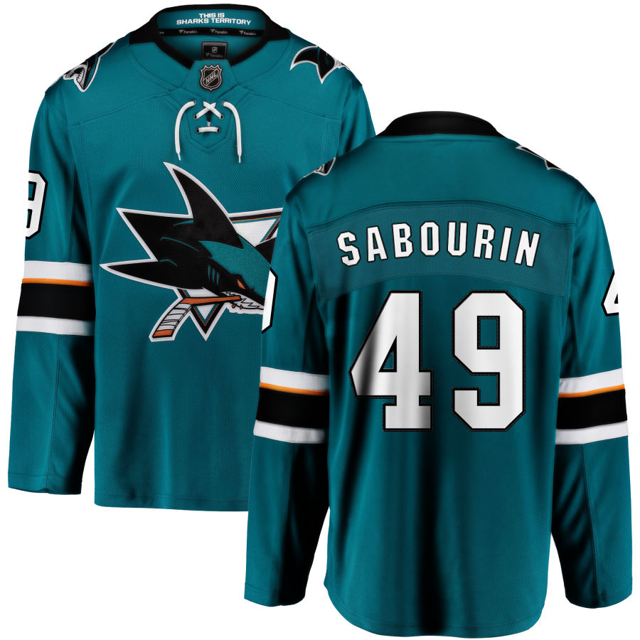 Scott Sabourin San Jose Sharks Fanatics Branded 2021/22 Home Breakaway Jersey - Teal