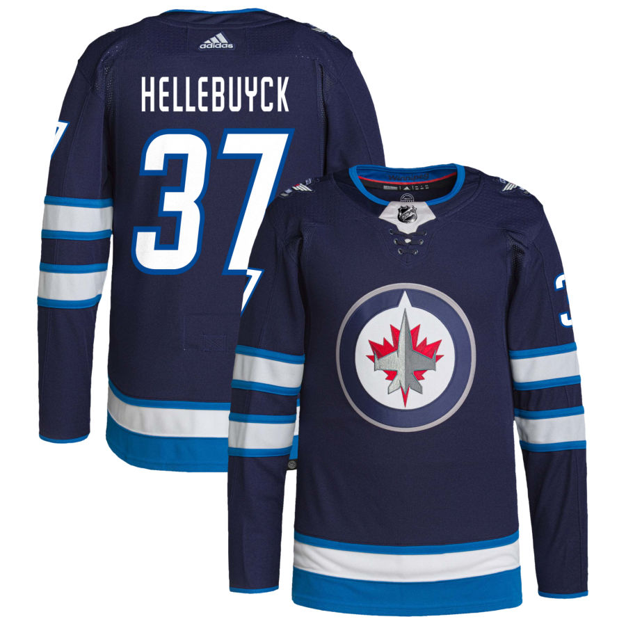 Connor Hellebuyck Winnipeg Jets adidas Home Authentic Pro Jersey - Navy